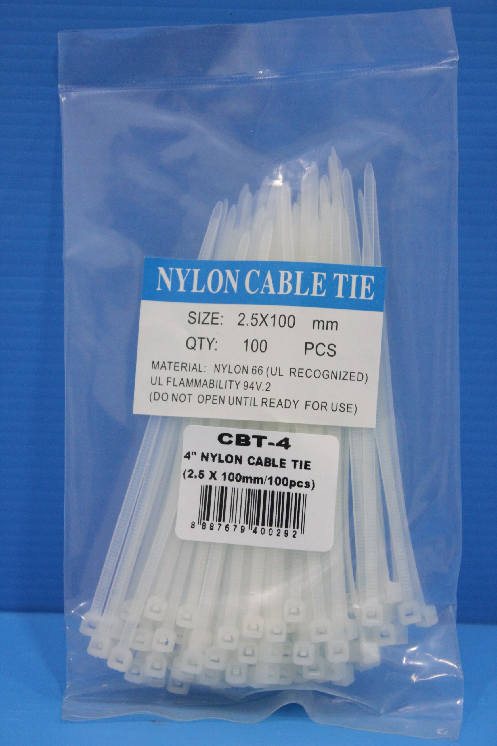 4 NYLON CABLE TIE - WHITE (2.5 X 100mm/100PCS) - A-Tech