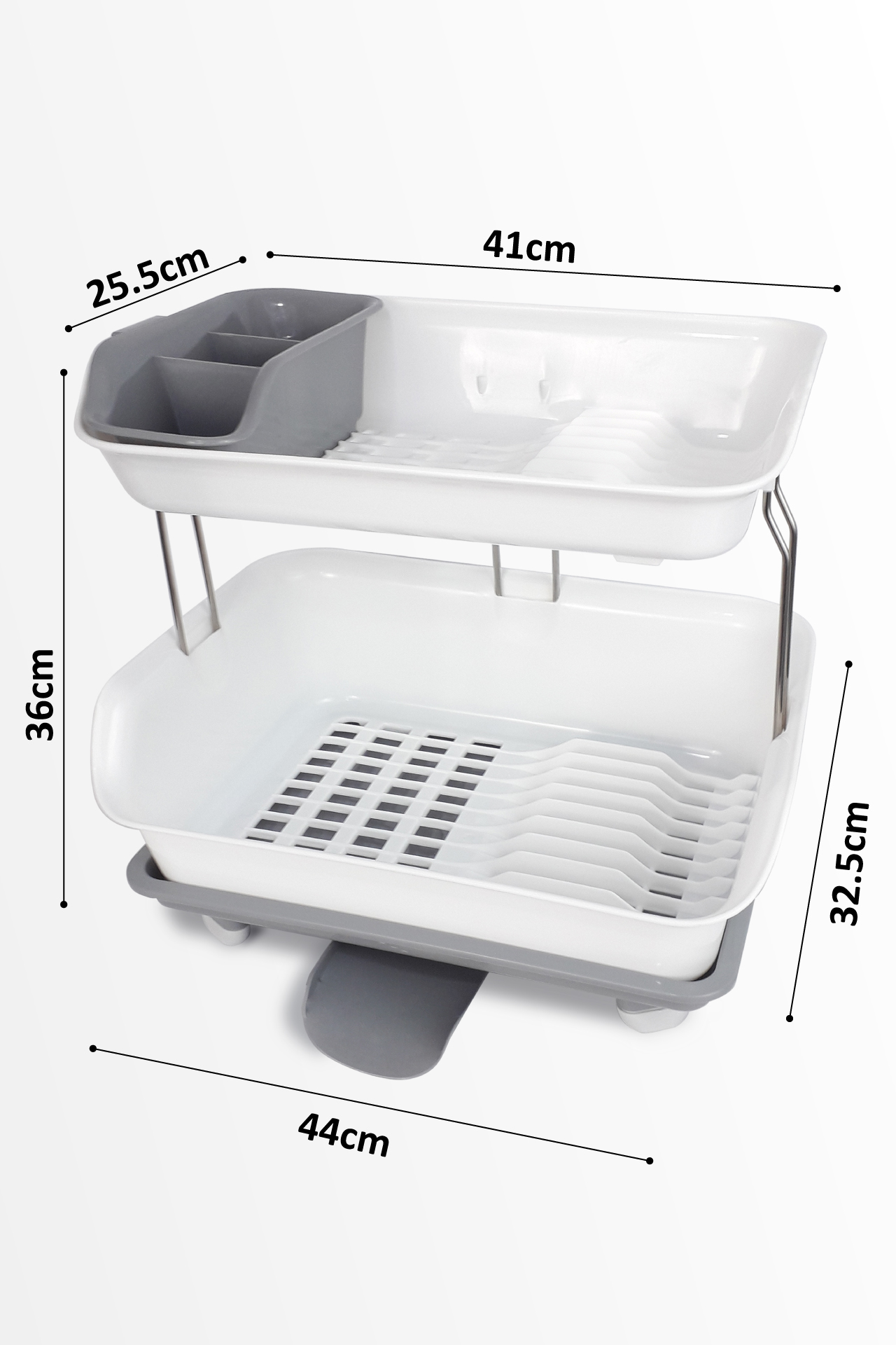 2 TIER PLASTIC DISH RACK (L440xW325xH360mm)