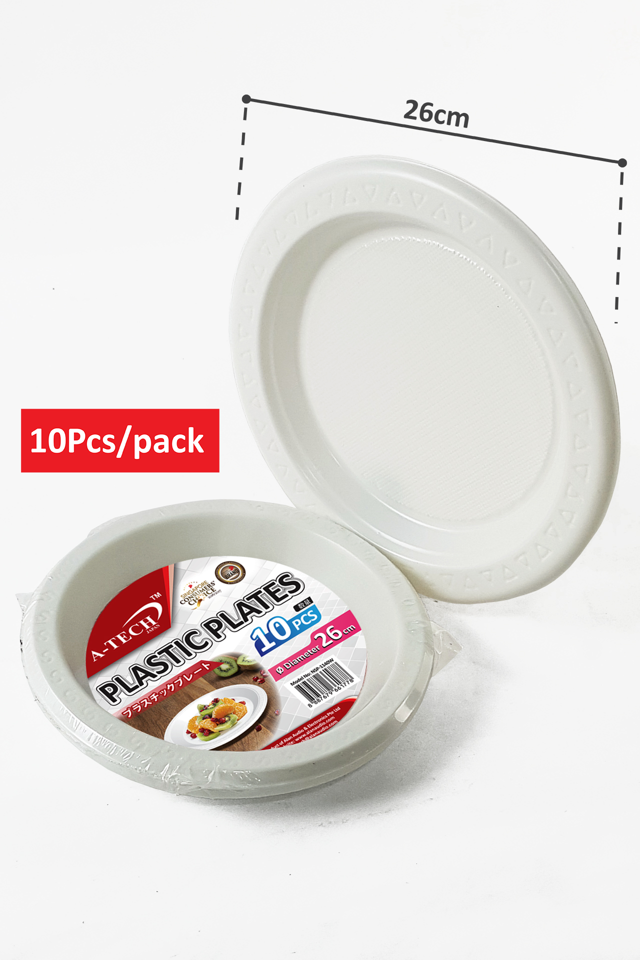 DISPOSABLE PLASTIC PLATE 26CM (10PCS) ATech