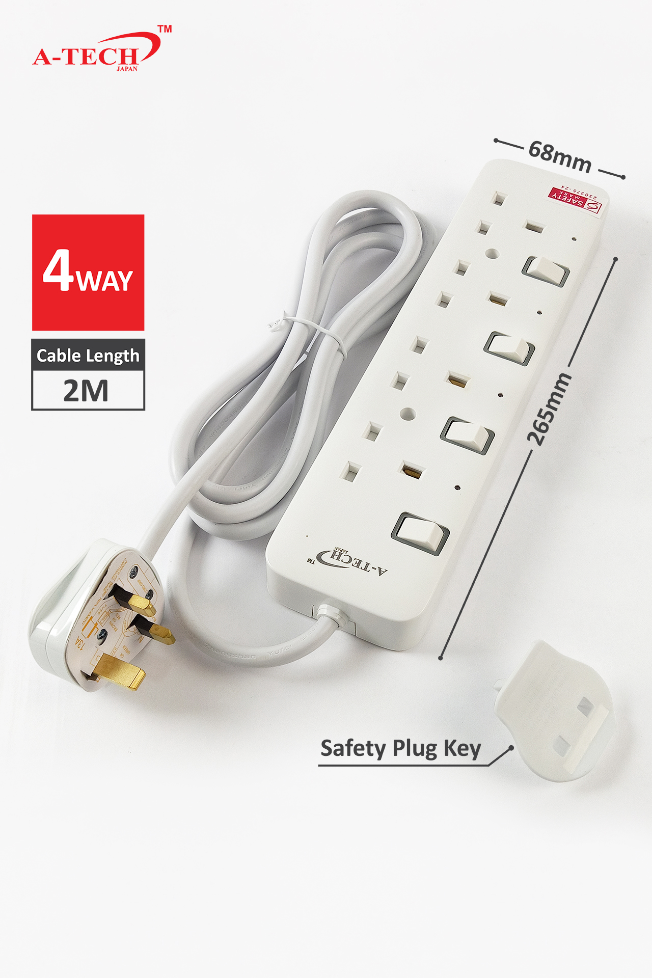 4 GANG SOCKET STRIP W/SURGE PROTECTOR (2METRES) - Image 2