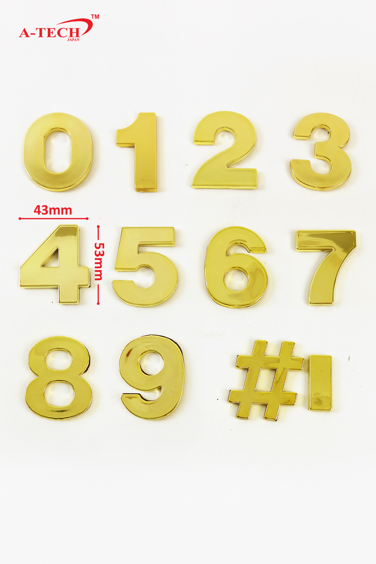GOLD PVC NUMBER TAG W/ADHESIVE-No.4 - Image 2