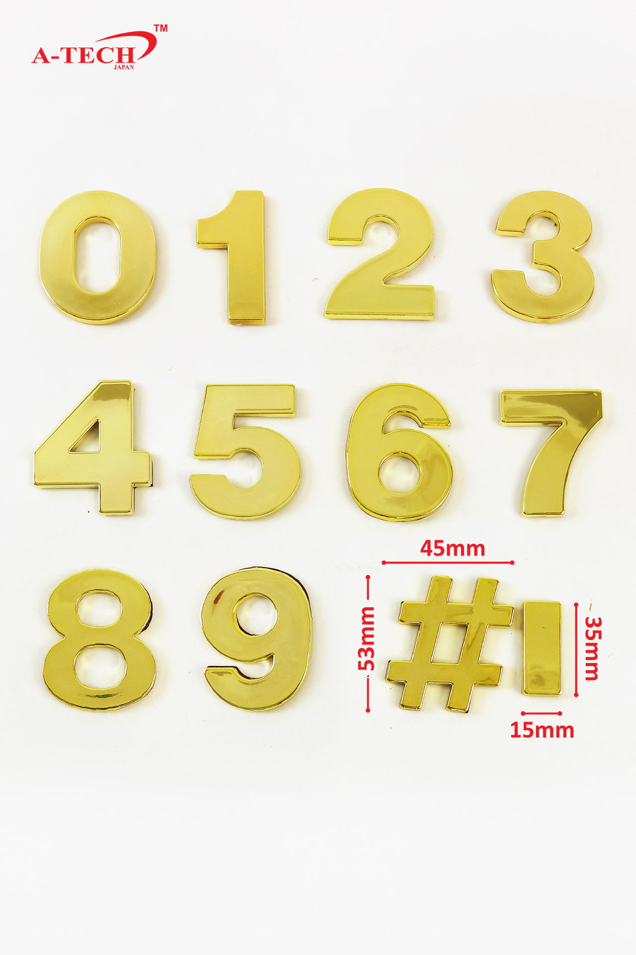 GOLD PVC NUMBER TAG W/ADHESIVE-No.#- - Image 2