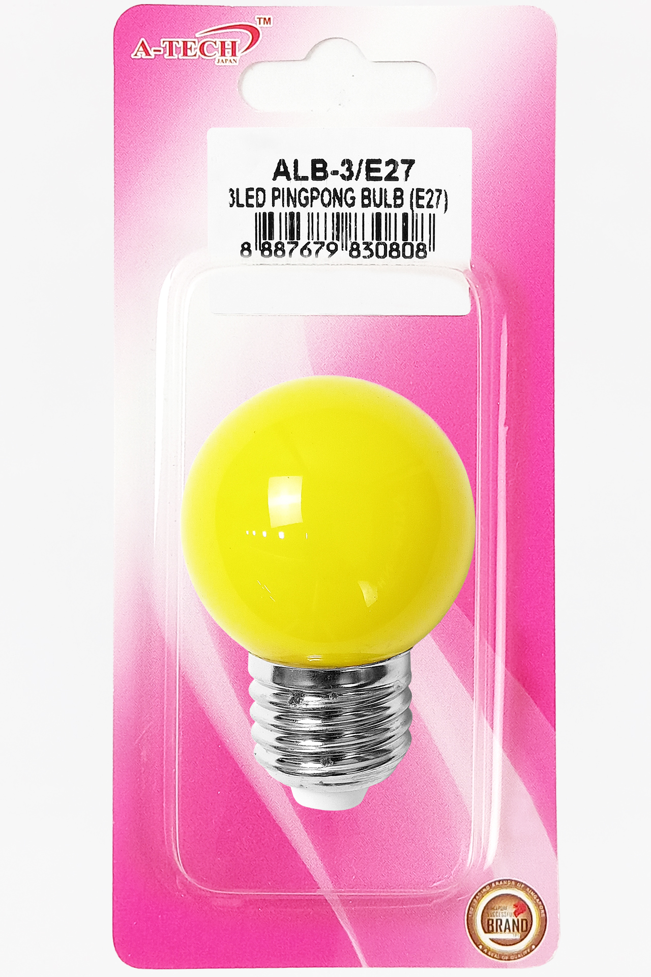 3LED PINGPONG BULB - YELLOW (E27)