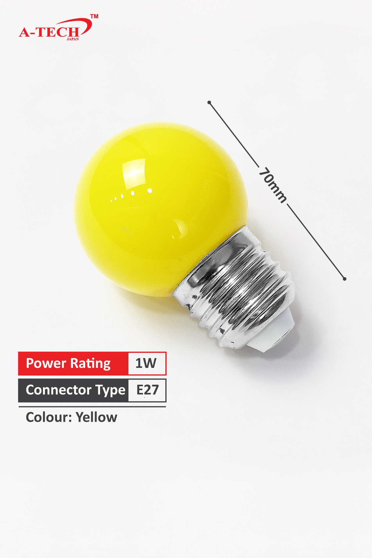 3LED PINGPONG BULB - YELLOW (E27) - Image 2