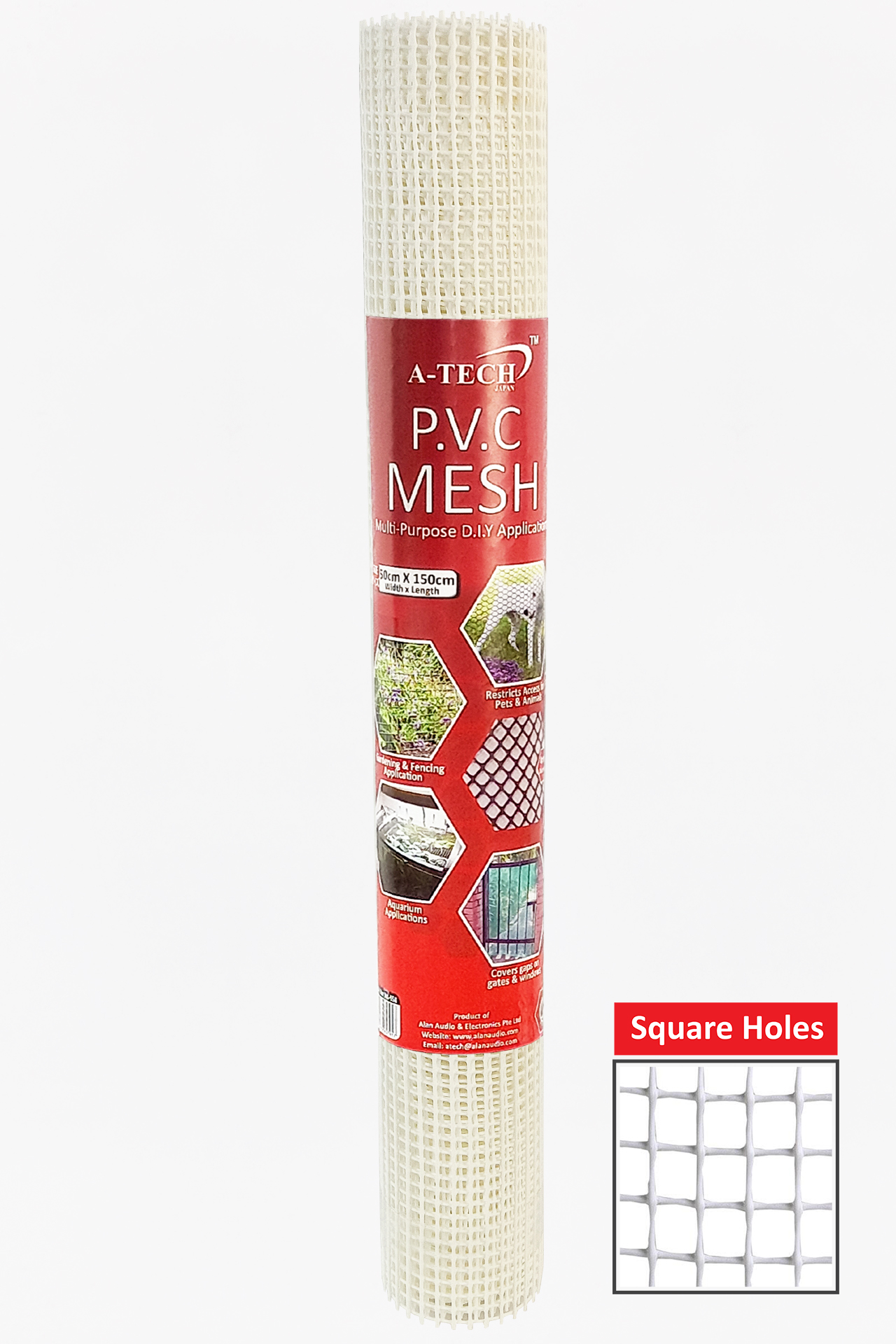 PVC WIRE MESH - 50cm X 150cm  (WHITE / 6MM SQ)