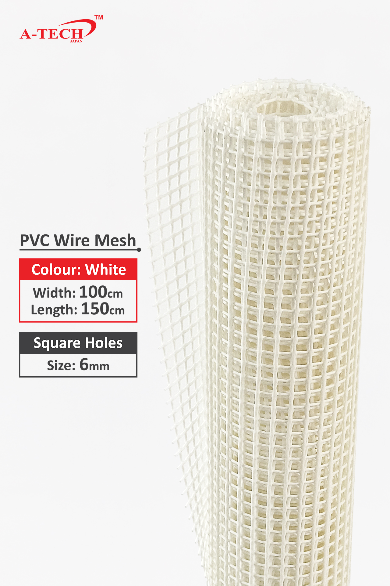 PVC WIRE MESH - 100cm X 150cm  (WHITE / 6MM SQ) - Image 2