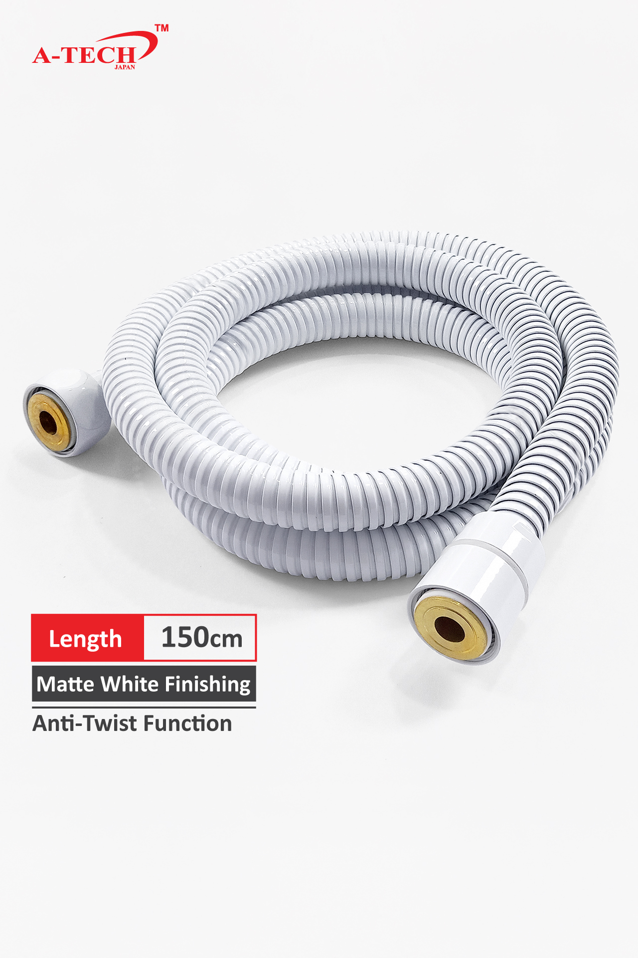 S/STEEL FLEXI HOSE (ANTI-TWIST) - (WHITE) 150CM - Image 2