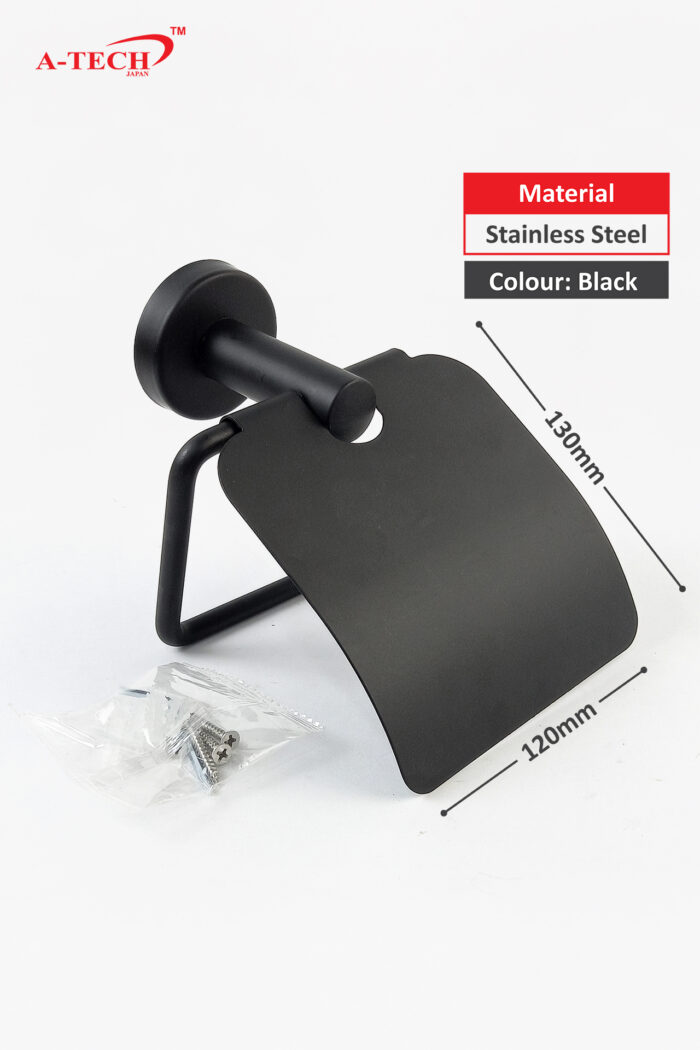 STAINLESS STEEL TOILET ROLL HOLDER (BLACK) - Image 2
