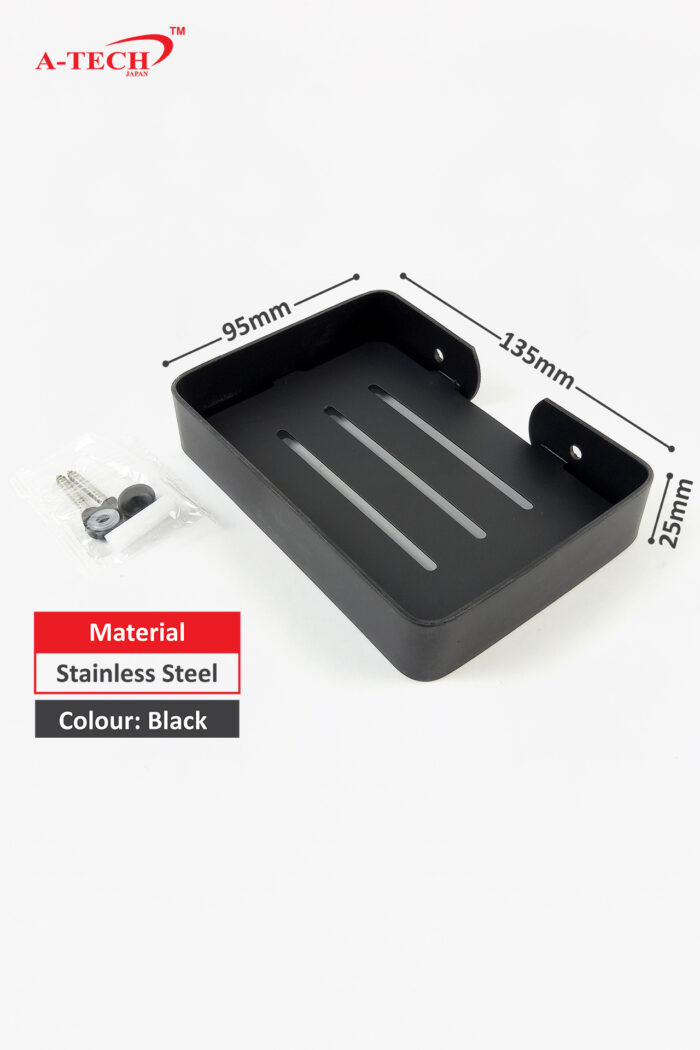 BLACK STAINLESS STEEL SOAP DISH RACK (RECTANGLE) - Image 2