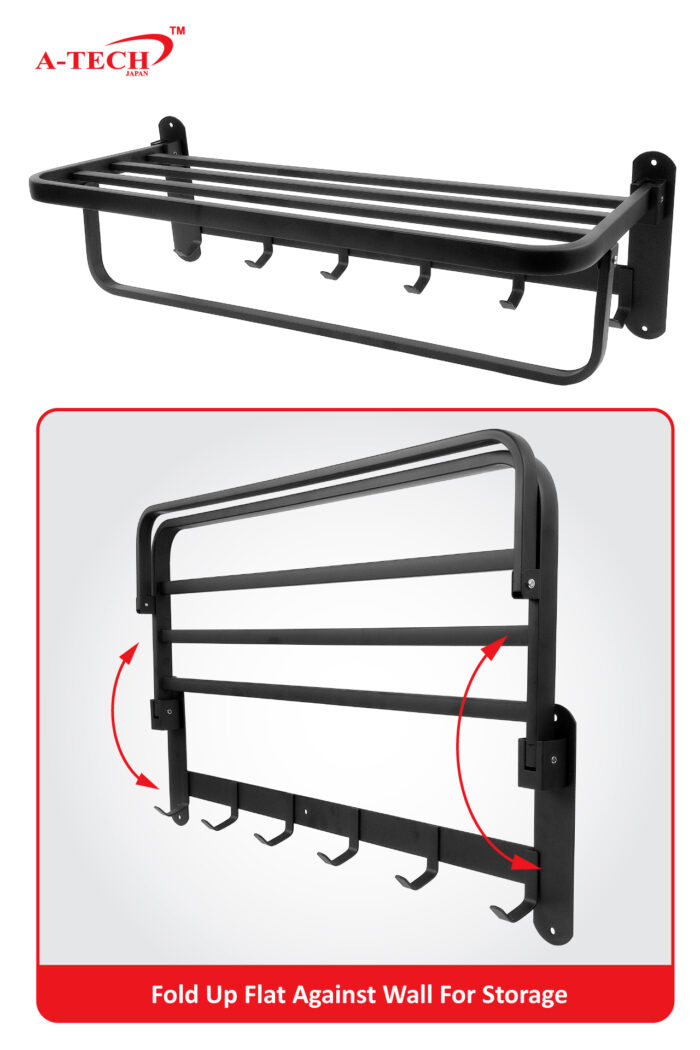 BLACK FOLDABLE UTILTY RACK - STAINLESS STEEL (SS304)