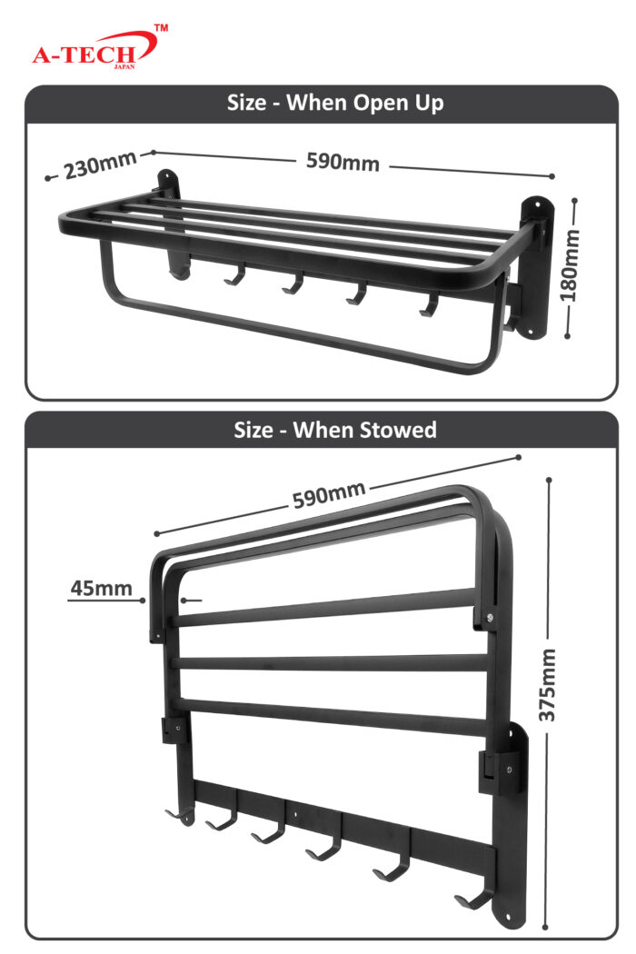 BLACK FOLDABLE UTILTY RACK - STAINLESS STEEL (SS304) - Image 2
