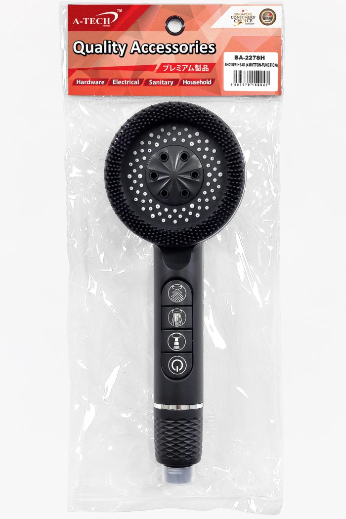 4 BUTTON SHOWER HEAD(BLACK)